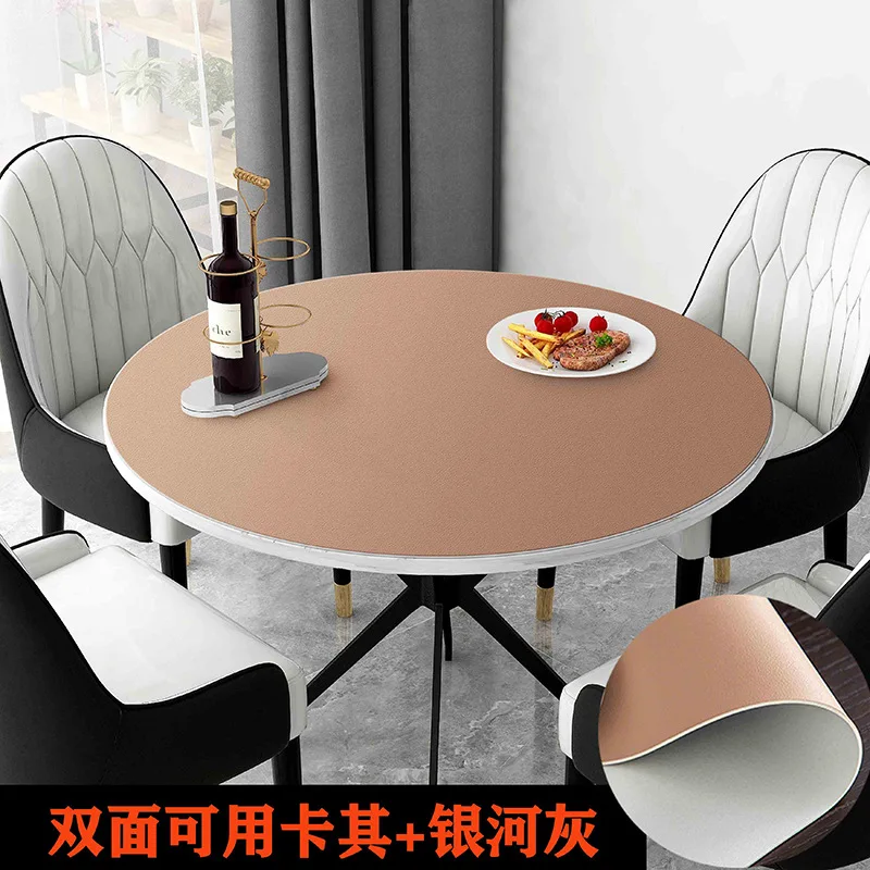 Nordic Print Round Tablecloth Oil Proof Thickened Leather Round Table Mat Non-slip Party Waterproof Table Deco Cover Custom