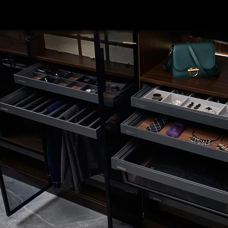 Wardrobe Accessories Soft Close Pants Rack Top Installation Multifunctional Storage Belt Pants Rack