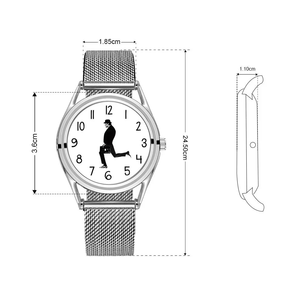 Ministio de Silly Walking Hombres Diseño Creativo Diseñado Hombres Relojes Unisex No Reloj de Banda de Acero Inoxidable Resistente al Agua para Mujeres