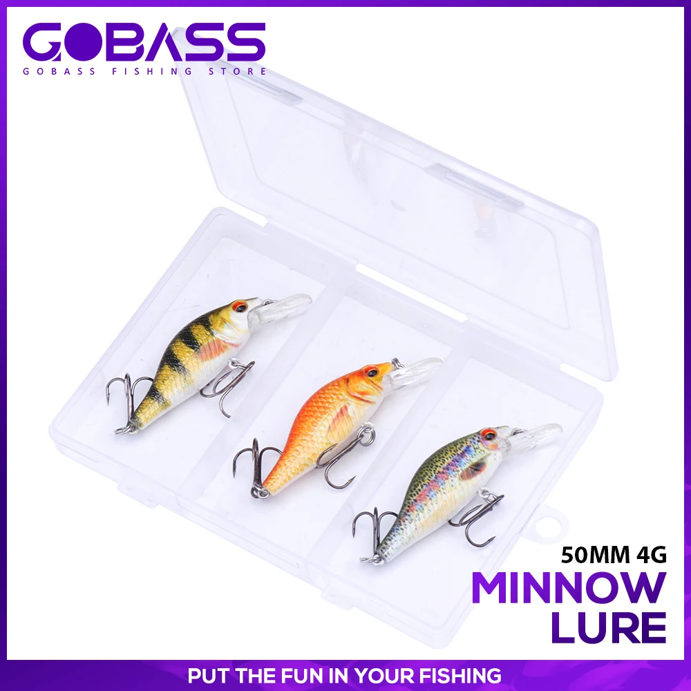 

GOBASS 3pcs 50mm 4g Floating Minnow Fishing Lures Set Crankbait Wobbler Pesca Bass Artificial Bait Pike Carp Swimbait Tackle Kit