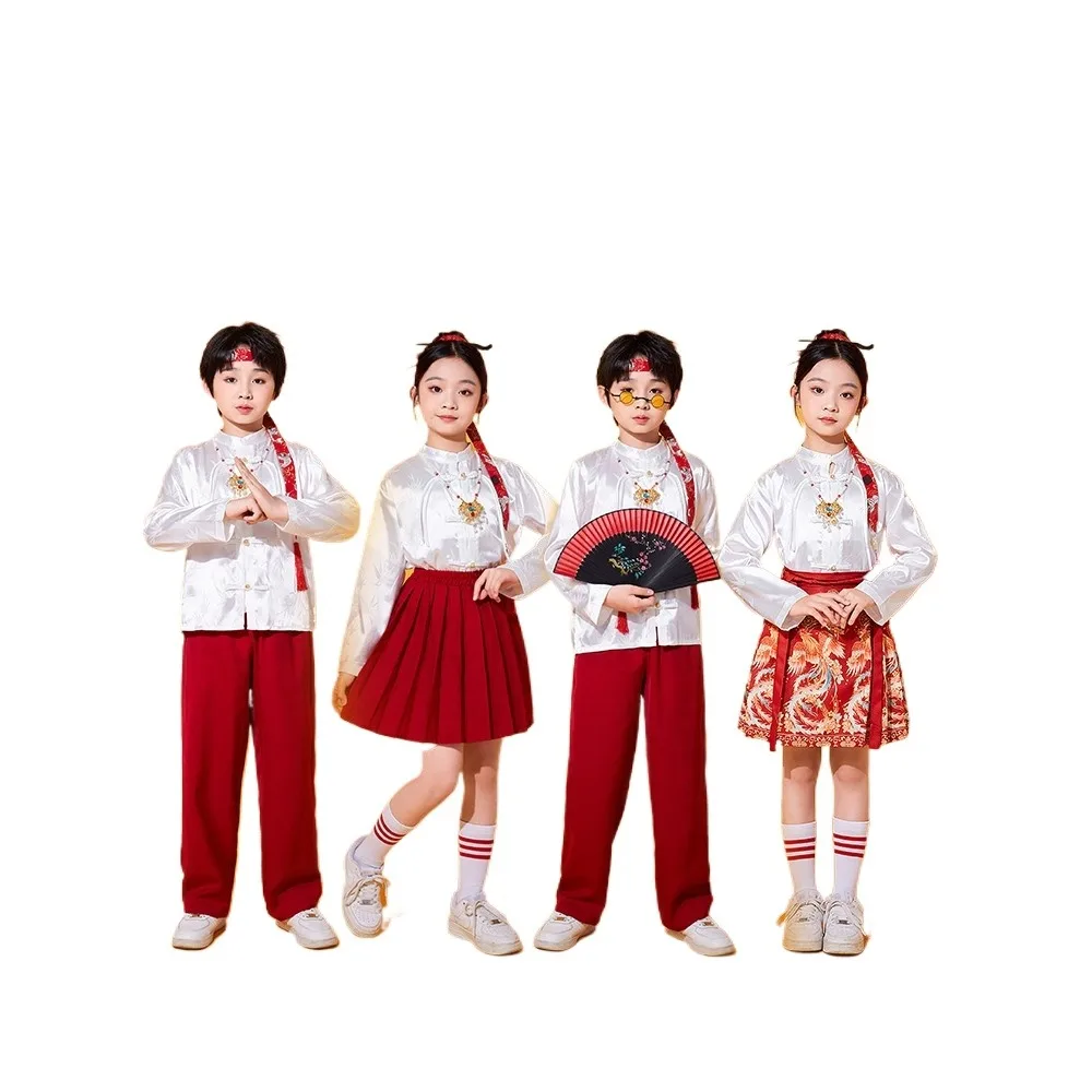 馬の顔スカートセット-コスプレ-パフォーマンスコスチューム-ダンスウェア-ステージパーティー-エスニックスタイル-子供服-女の子-子供服-男の子