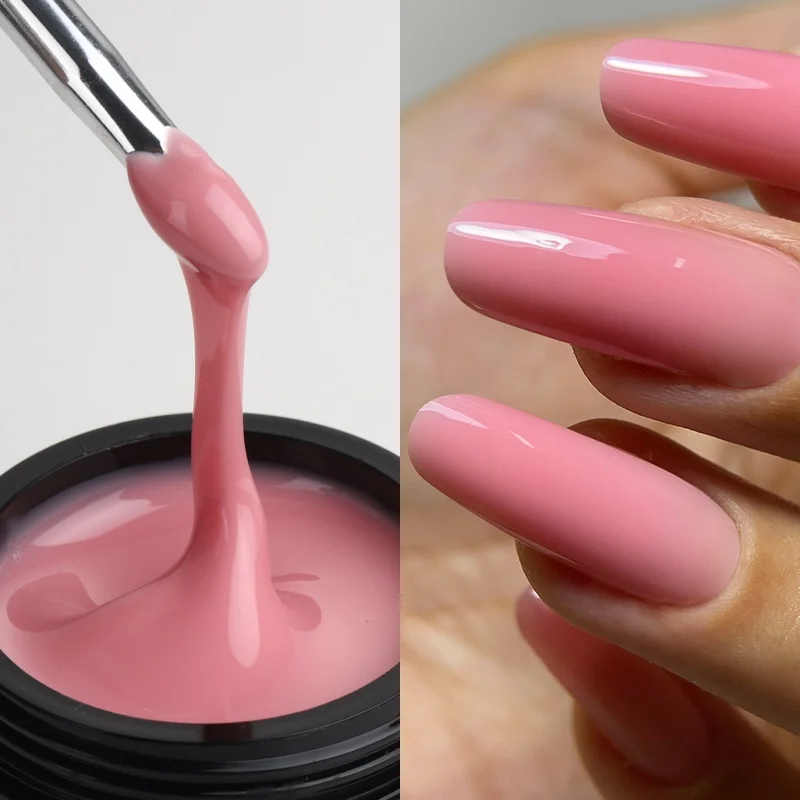 MSHARE 50ml Baby Pink Builder Nails Gel Hema Tpo Free Gel Nail Construction Self Leveling Gel for Nail Extension UV Led image 3