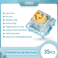 35 Pieces EPOMAKER Sea Salt Silent Switches Pre-Lubed Linear Switch LED Slot 50g for Customizing DIY Mechanical Keyboard