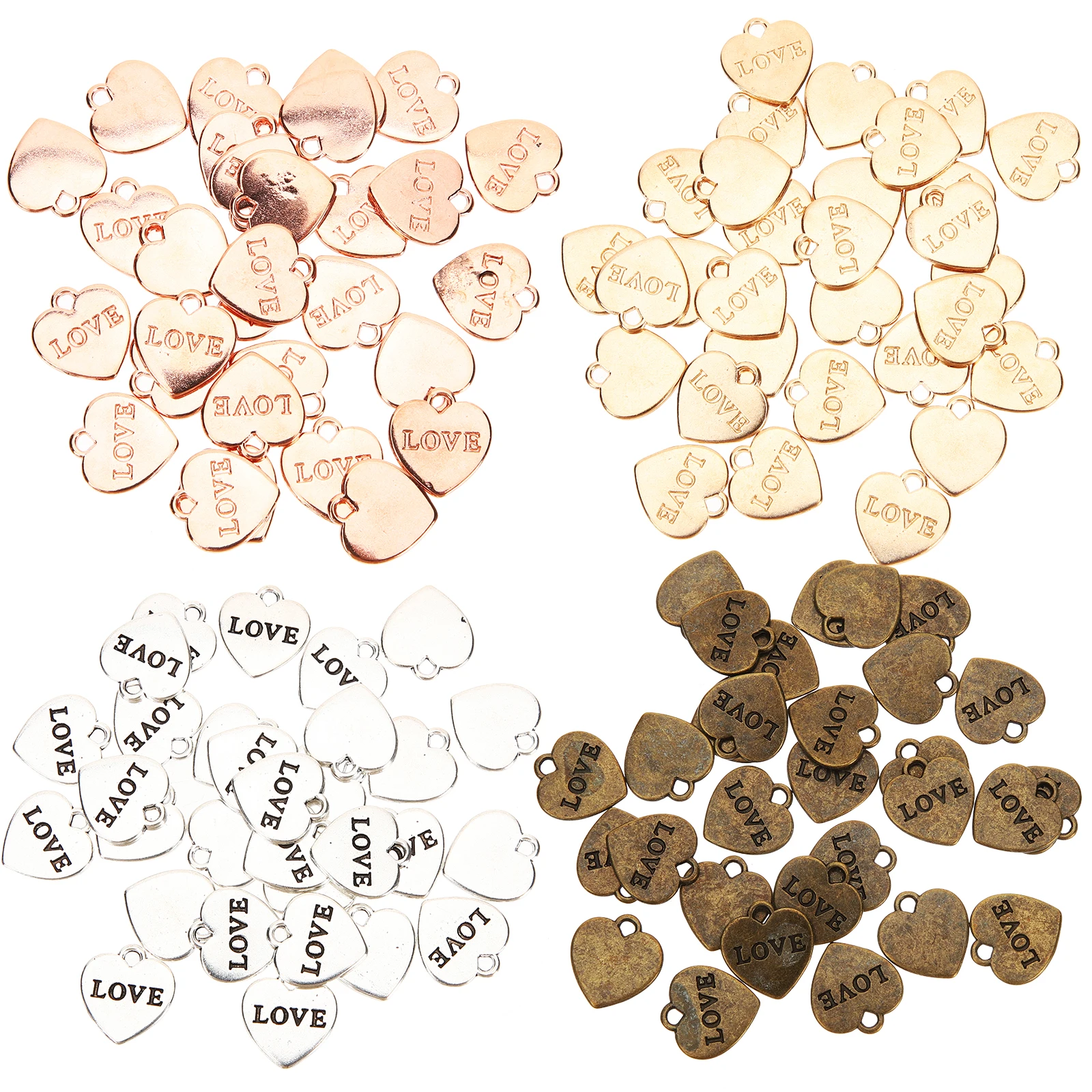 

120pcs Heart Shaped Jewelry Charms Hollow Alloy Pendant for Bracelet Necklace Earrings Making Crafts Lovely Chic Accessories