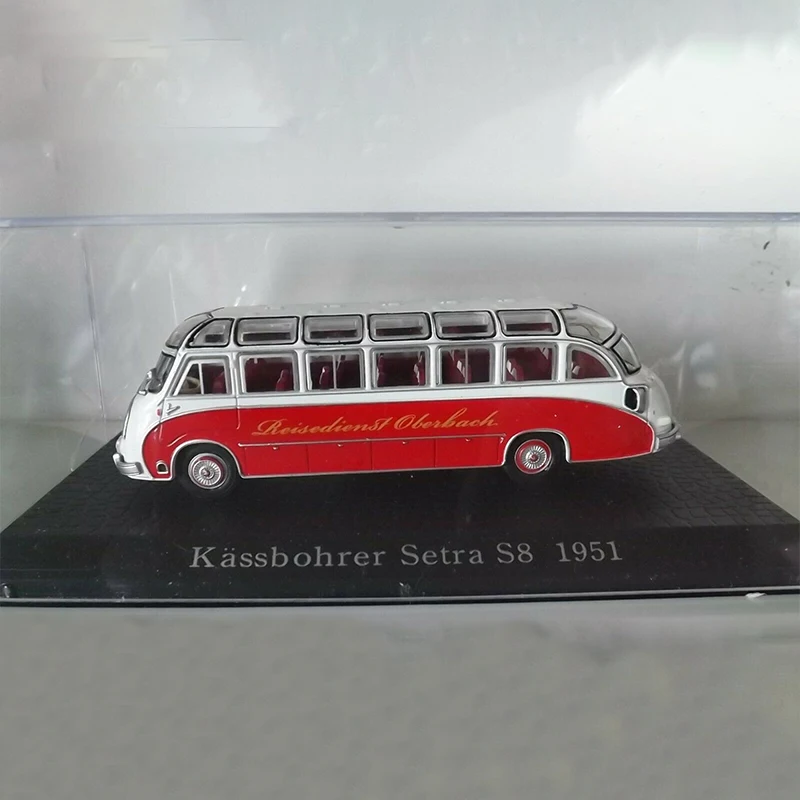 Diecast 1:72 Scale Bus Kassbohrer Setra S8 1951 Simulation Alloy Car Model Static Display Collectible Gift Souvenir Decration