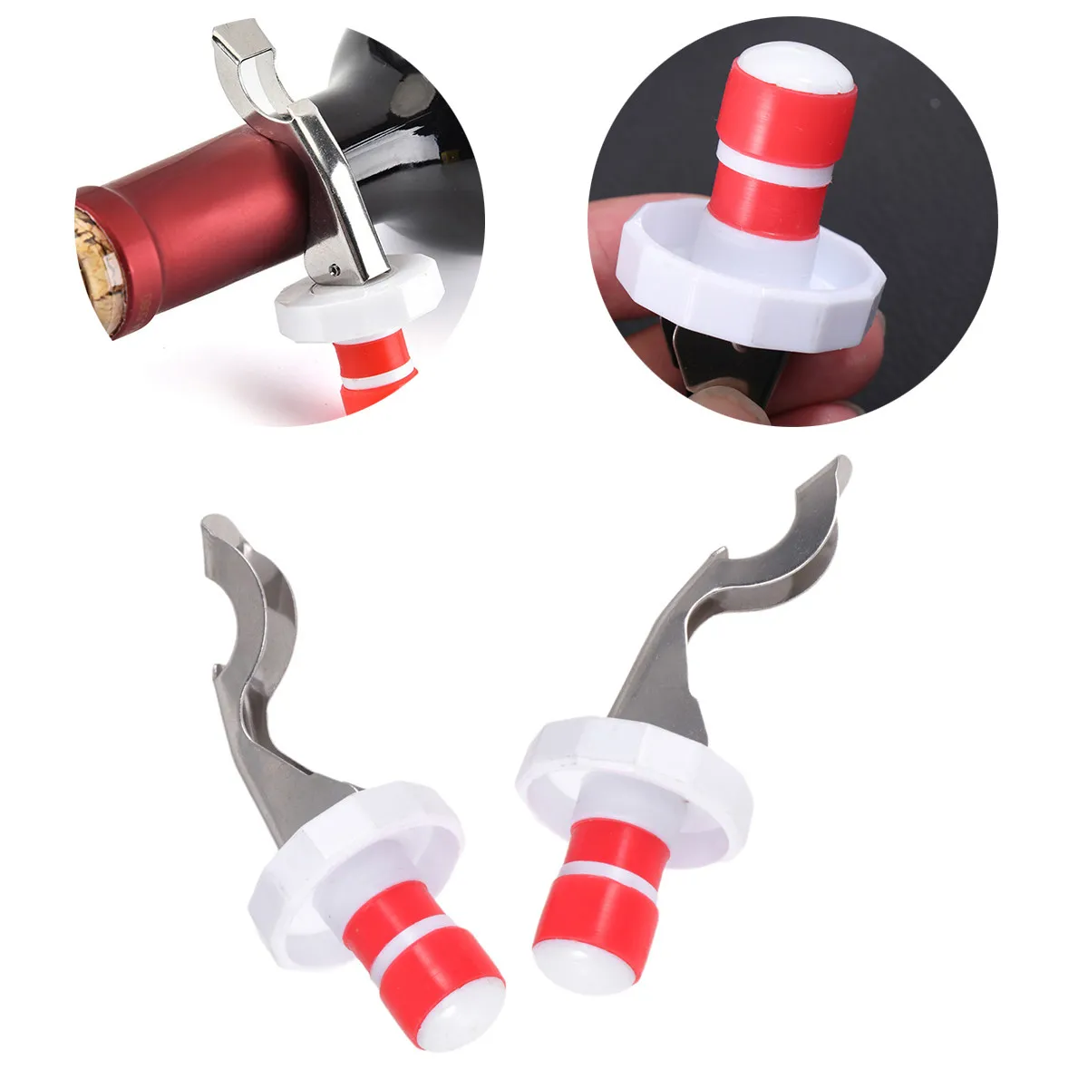 2Pcs Beverage Stopper Wine Bottle Stopper Reusable Air Tight Seal Expanding Design for Red White Wine Beer Vinegar Oil