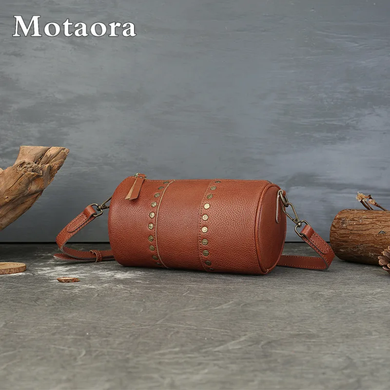 

MOTAORA Small Vintage Women's Genuine Leather Crossbody Shoulder Bag Boho Pillow Bag Studded Retro Purse for Women Phone Bag NEW