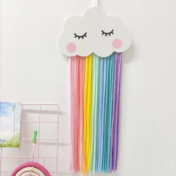 Rainbow Hair Bow Holder Organizer for Girls Macrame Tassels Home Wall Hanging Hair Clip Hanger Storage Belt Kawaii Room Decor