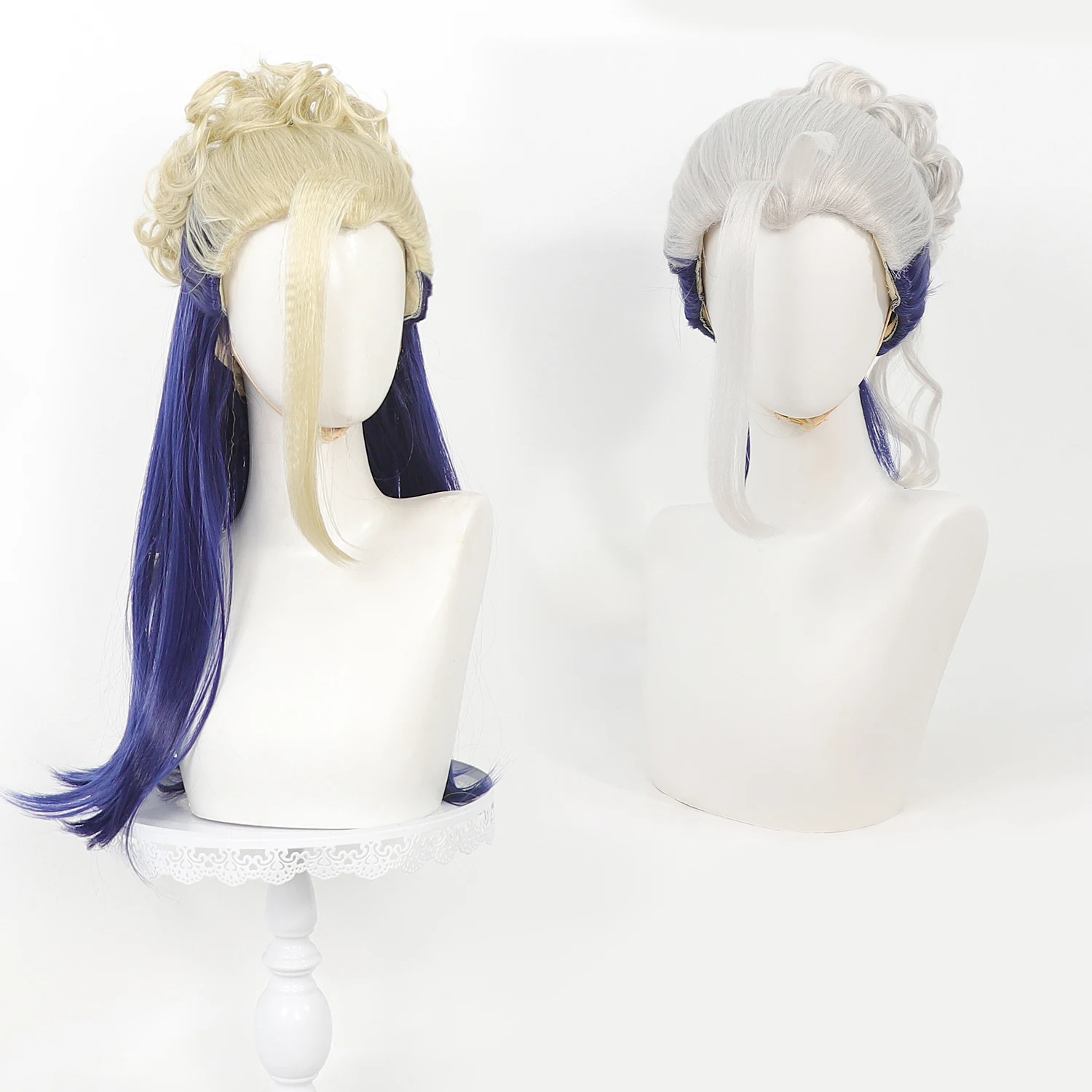 Anime Record of Ragnarok Shaka Cos Wig Beauty Hairline Detachable Bun Two Tone Long Synthetic Hair Cosplay Wig For Carnival Cos
