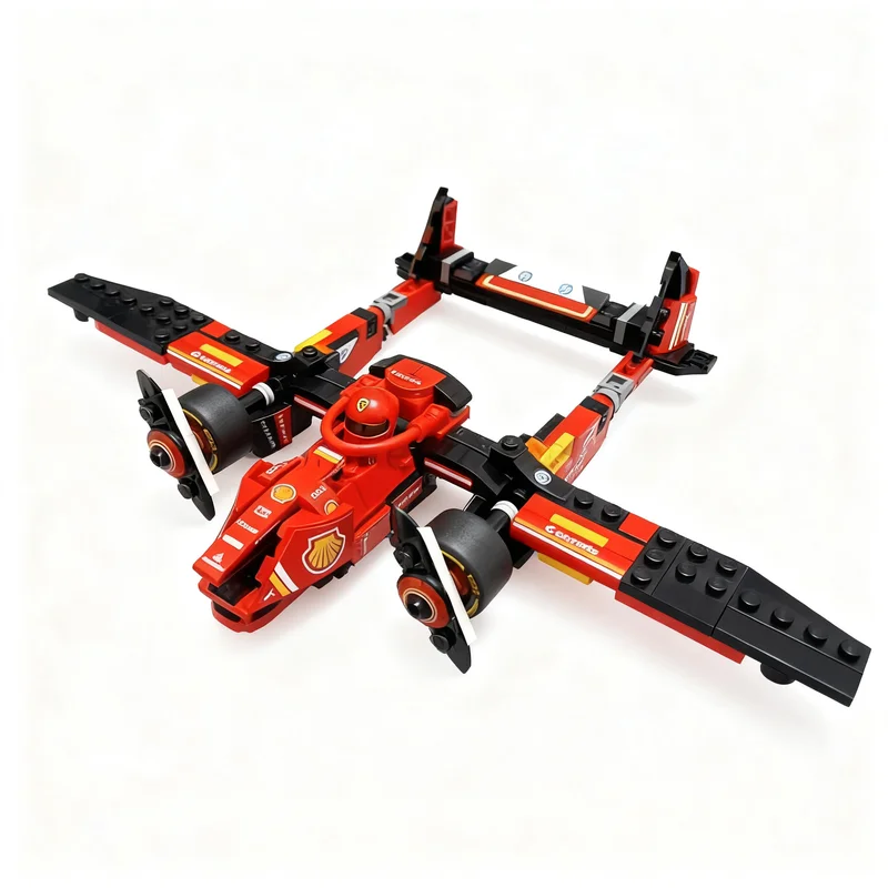 221pcs MOC Scuderia P38 Lightning ALT City Champions Model Building Blocks Christmas Gift Toys Architecture Display DIY Craft