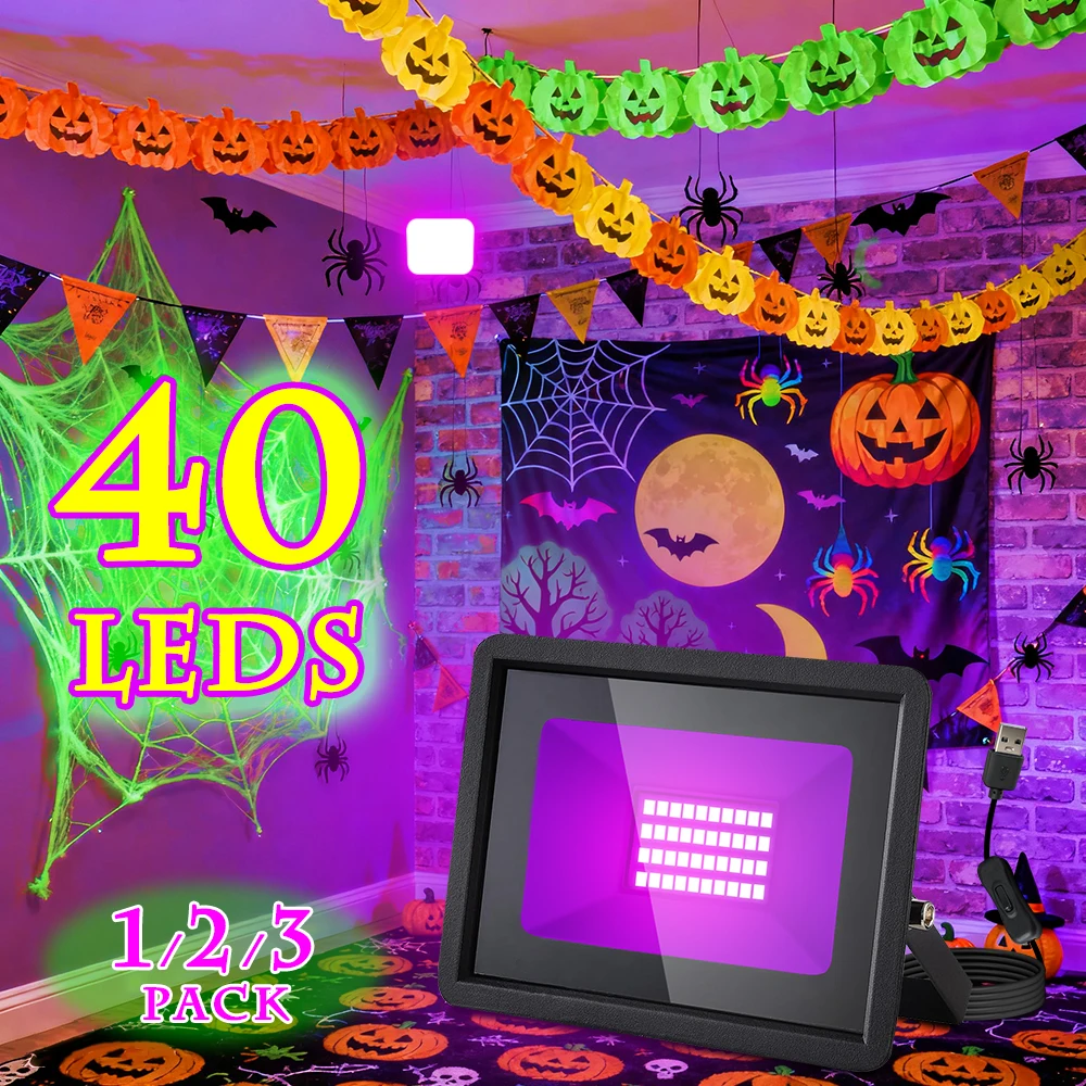 

30W LED UV Spotlight 385-400nm UV Floodlight, Fluorescent Stage Light UV Effect with Switch for Party, DJ, Festival Lighting