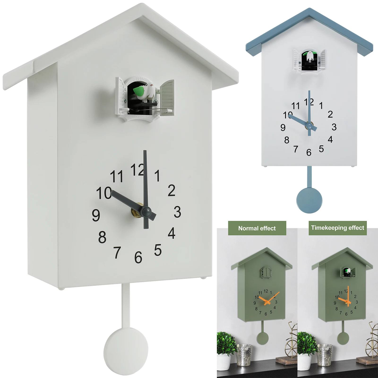 Cuckoo Clock with Chimer Bird House Cuckoo Sound Clock Battery Powered Cuckoo Wall Clock for Wall Art Home Living Room Decor