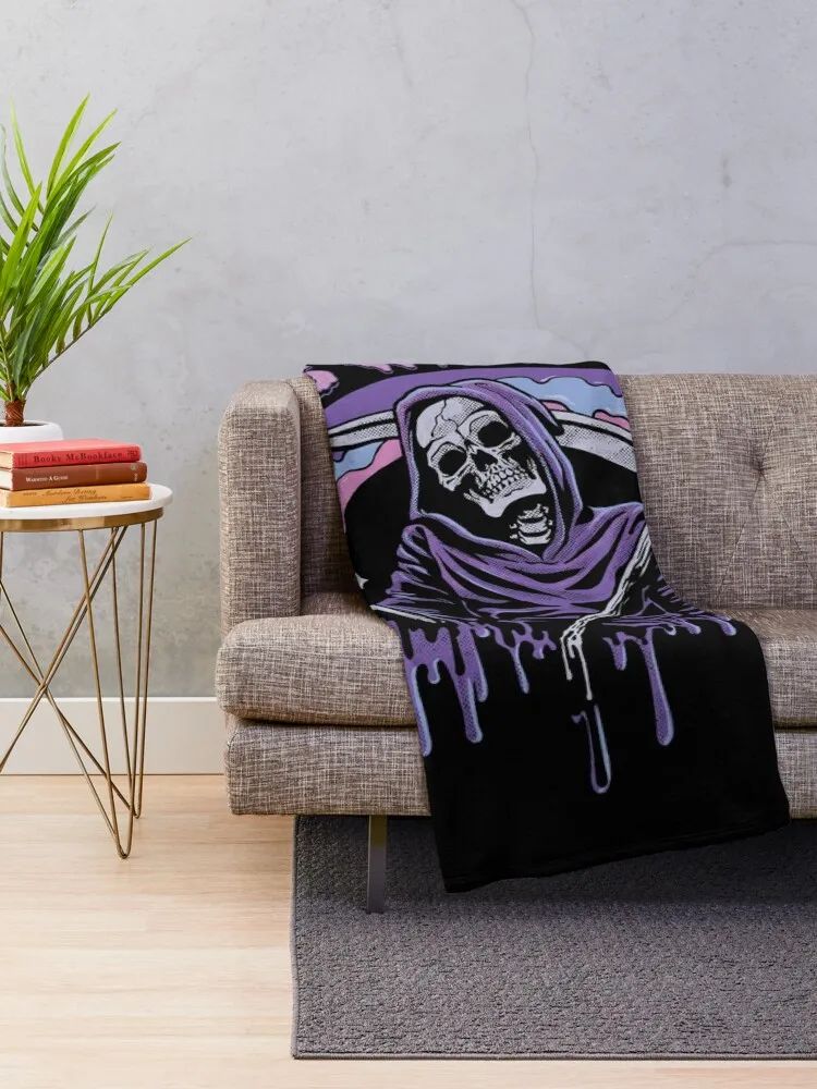 Death ~ It Is What It Is ~ Pastel Goth Grim Reaper Drip Throw Blanket For Sofa Thin decorative Blankets