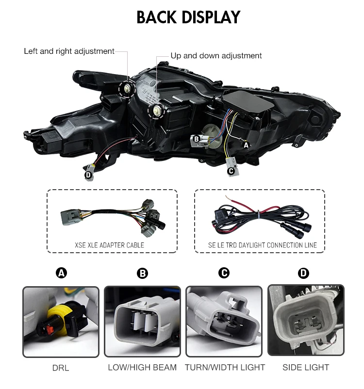 Headlights for Toyota Camry 8th Gen 2018-2024 Triple Beam Front Lamp Assembly