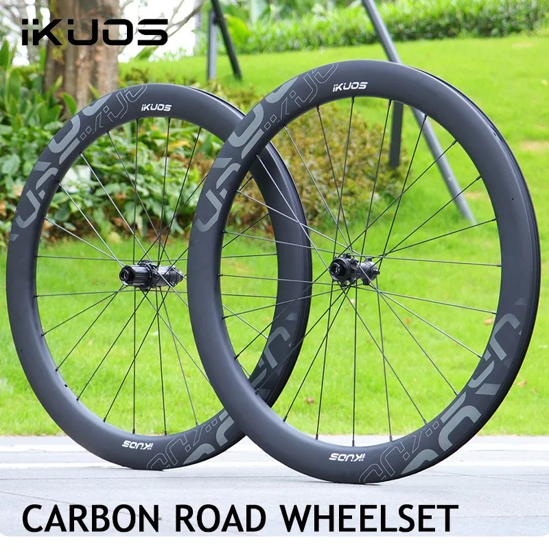 

IKUOS Road bike carbon wheelset 700C ultralight Disk Carbon wheel For bicycle 50 55 65mm Bicycle Carbon wheel set ratchet 36T