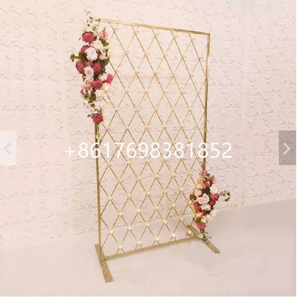 Large size Shiny Gold Mesh Wedding Candle Wall Backdrop Stainless Steel Christmas decorations