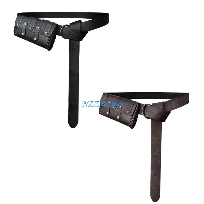 

T21F Role Play Accessory PU Leather Waist Belt with Detachable Waist Bag