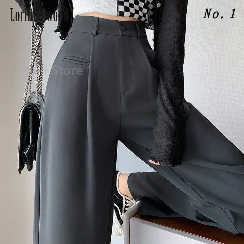 Suit Pants for Women Spring and Autumn 2023 New High Waist Drooping Wide-Leg Pants Loose Slimming Narrow Version Mop Trousers