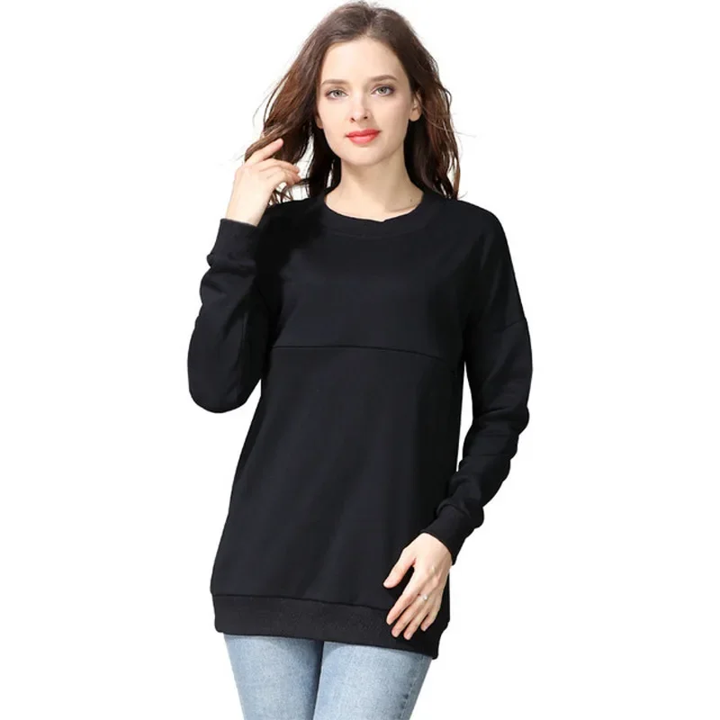 Winter Maternity Nursing Sweatshirt Plus Size Cotton Loose Fashion Maternity Clothes