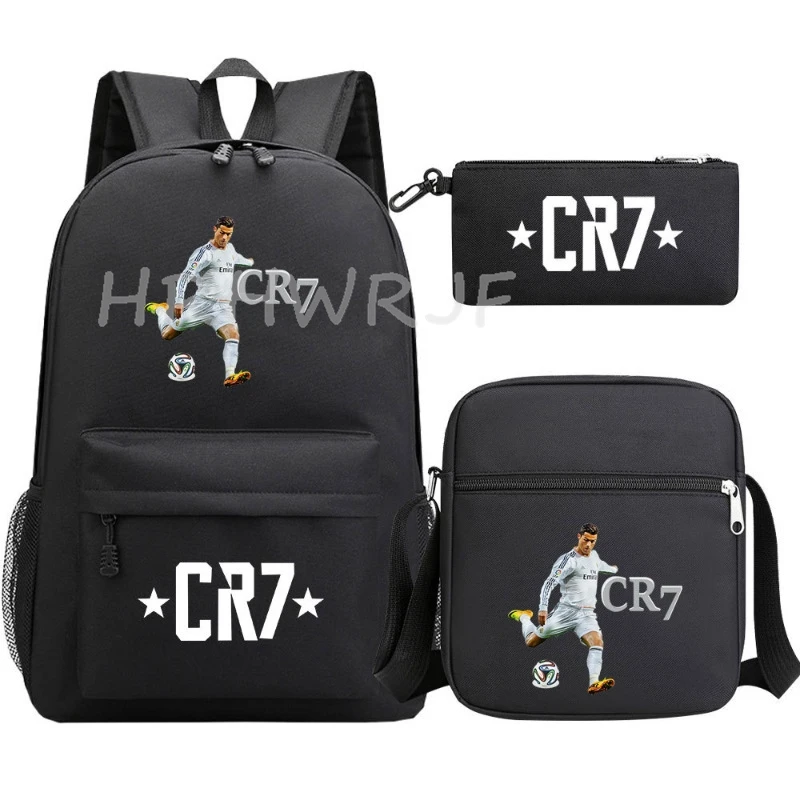 Conjunto de mochilas deportivas con estampado CR7 para adolescentes, mochilas escolares informales de gran capacidad, adecuadas tanto para niños como para niñas, Mochilas de viaje ligeras