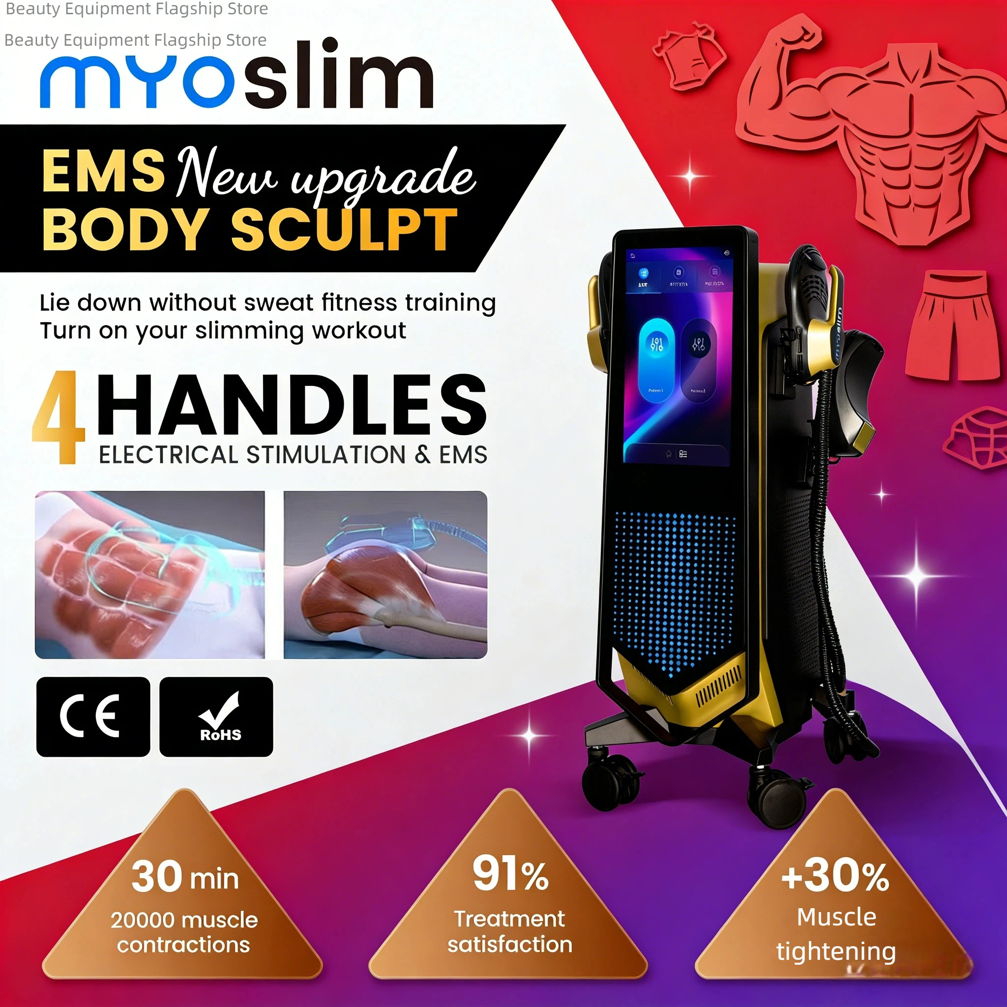 

MYOSILM Body Sculpt Machine RF Sculpting Muscle Stimulation Burning Fat 6500W Slimming Weight Loss Equipment MYOslim HI-EMT