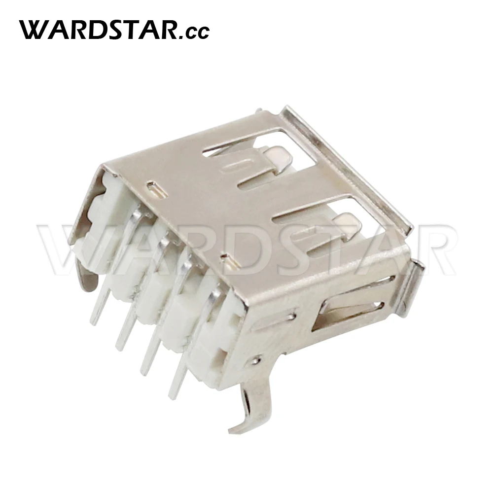 10Pcs USB A Type Standard Port Female PCB Mount Socket Connector Right Angle 4 Pin