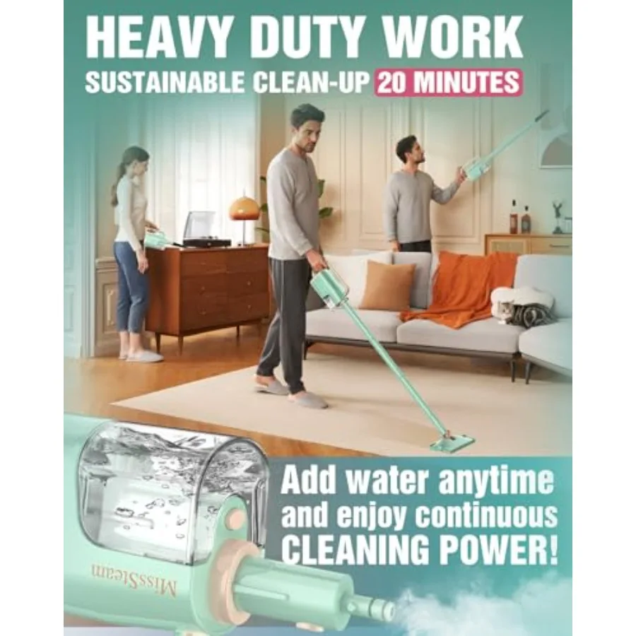 Steam Mop Cleaner Safe High-temp for Deep Cleaning Lightest Detachable Floor Steamer with 2 Steam Mode 3 Adjustable Level Heavy