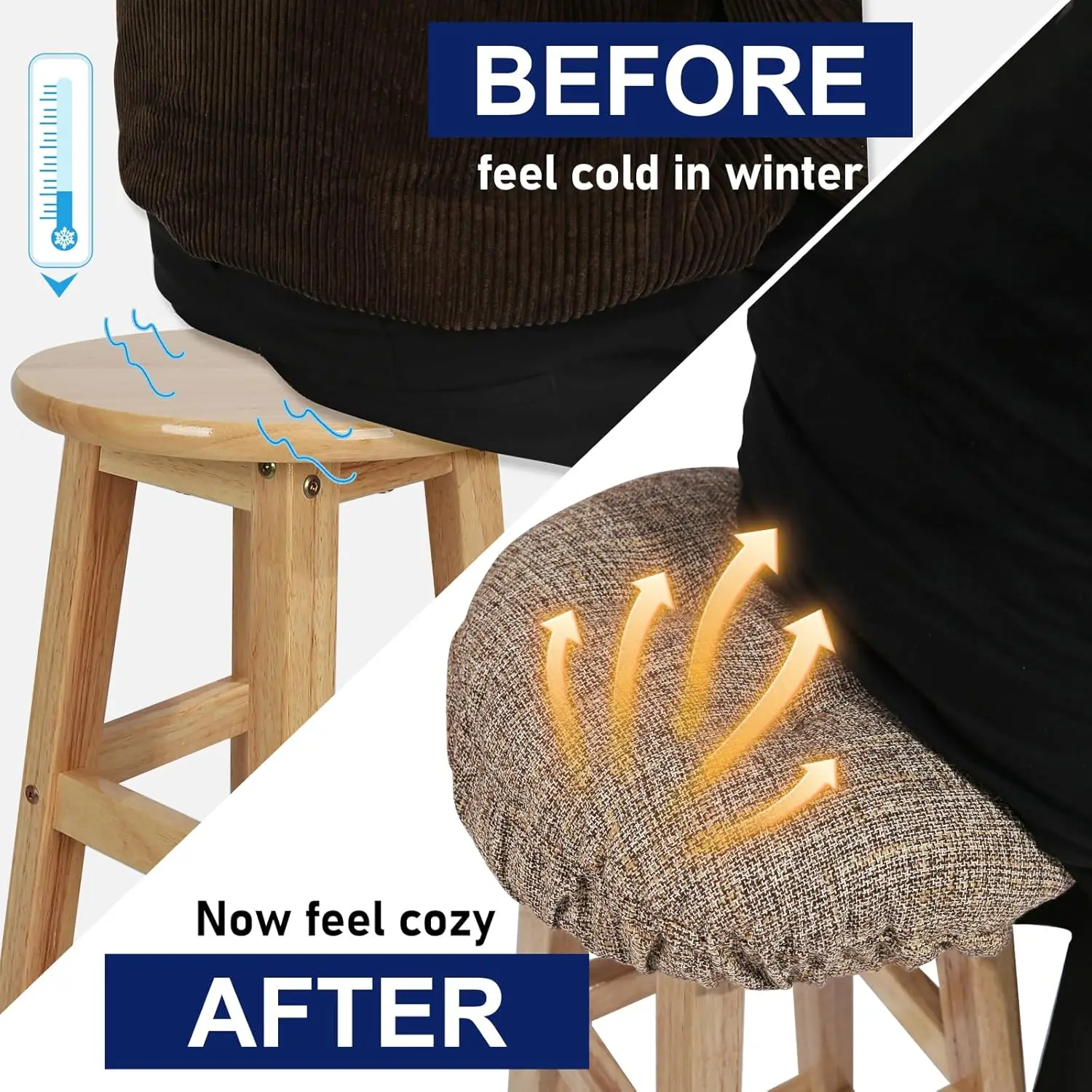 

Sinosso Modern Bar Stool Cushion Dia.14, Fashion Interweaving Design Anti-Skid Silicone Round Stool Seat Cushion Cover Padded