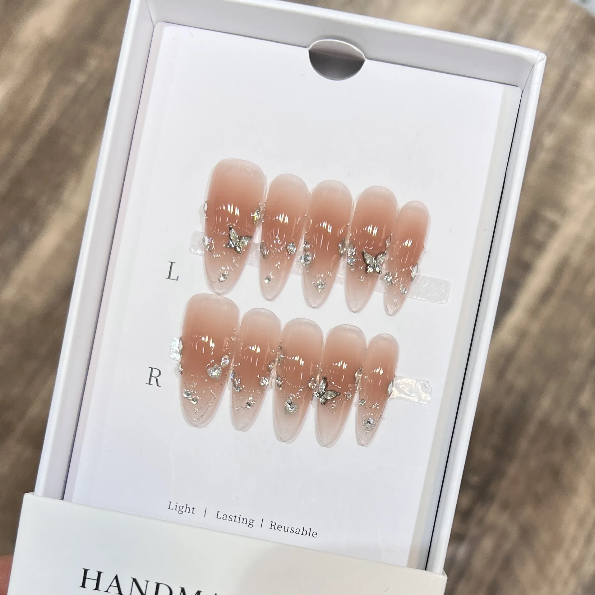10 Uds. De flores coloridas con borde francés, arte de manicura largo con Color desnudo, gradiente elegante de verano, cubierta completa usable, prensa en las uñas