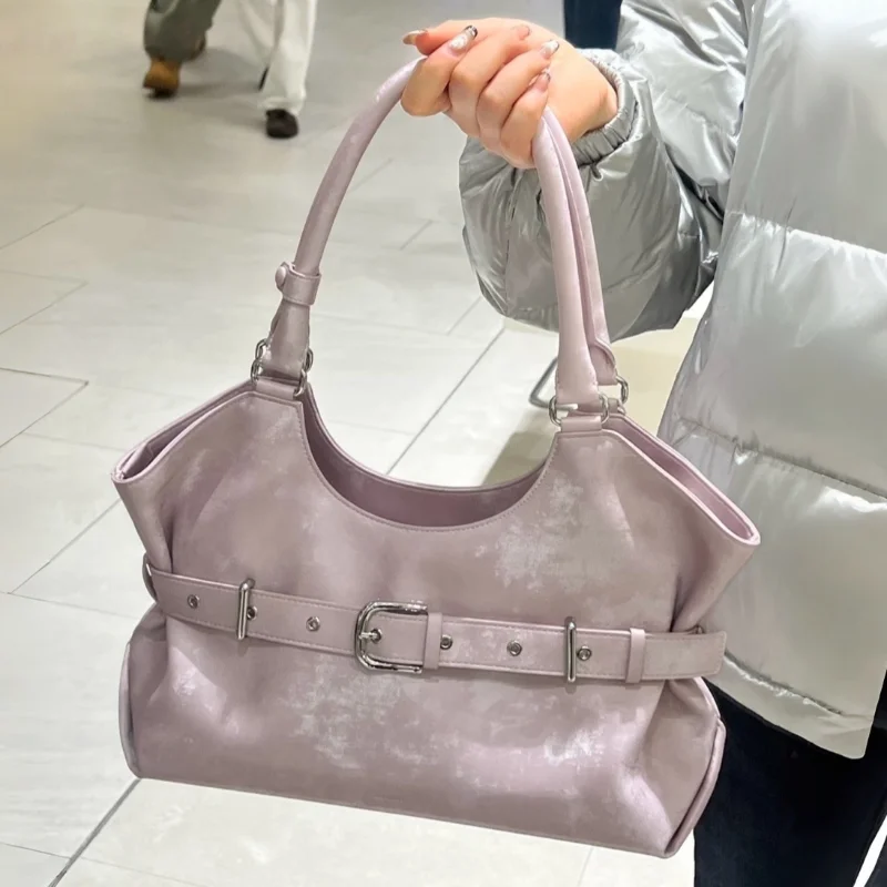 

Brand Y2k Style Handbag Women Belt Buckle Design Shoulder Bag Large Capacity Motorcycle Bag Versatile Casual Commut Underarm Bag