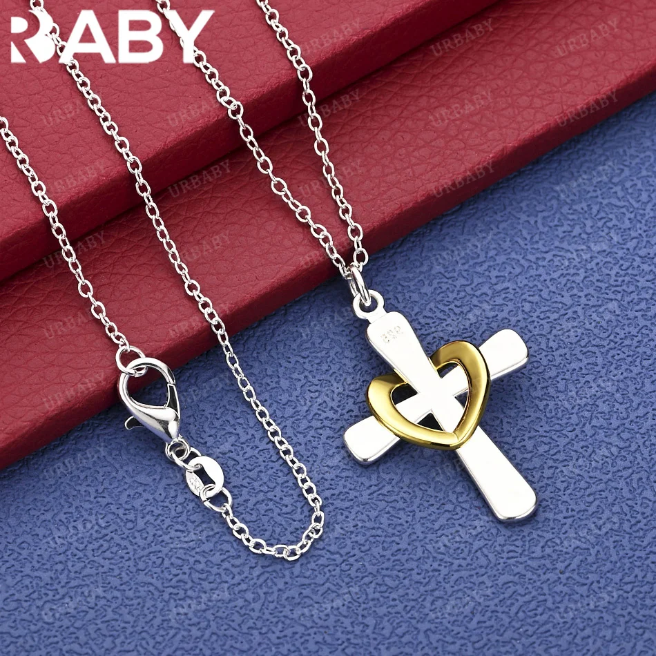 

URBABY 40-75cm 925 Sterling Silver Cross Pendant Necklace Anniversary Gift Popular Wild Fashion Romantic Jewelry
