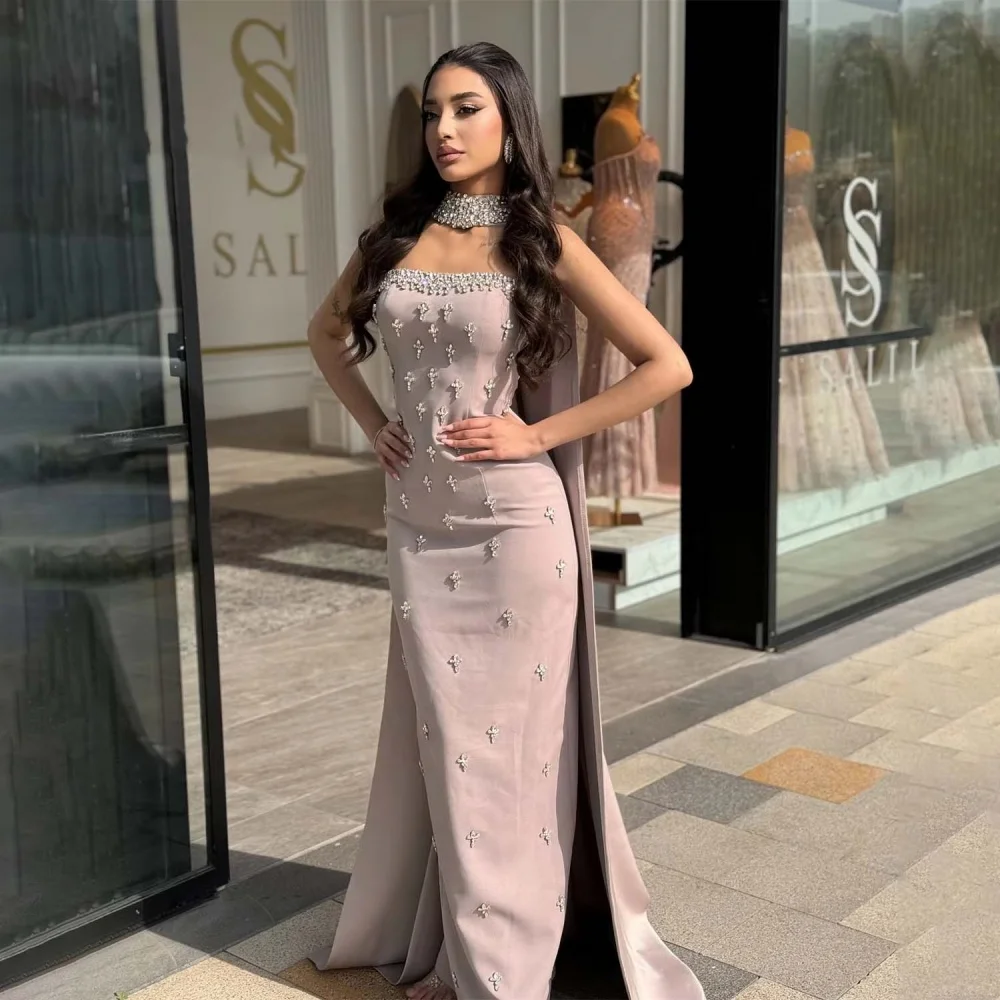 

Изысканное женское платье для выпускного вечера с бисером на заказ, очаровательное вечернее платье трапециевидной формы с вырезом лодочкой и скользящим шлейфом, женское вечернее платье