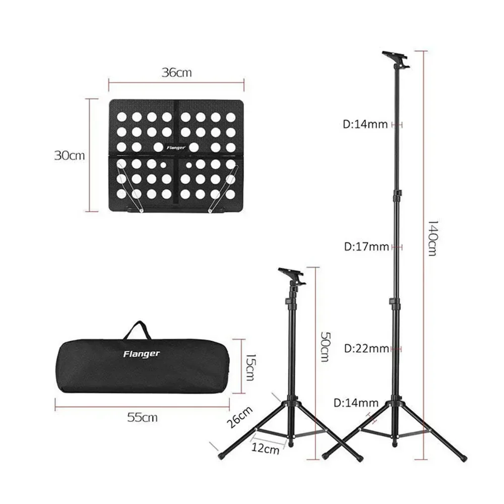 

Flanger Foldable Sheet Music Score Tripod Stand FL-05R Lightweight Music Stand Retractable Metal Music Stand for Guitar Violin