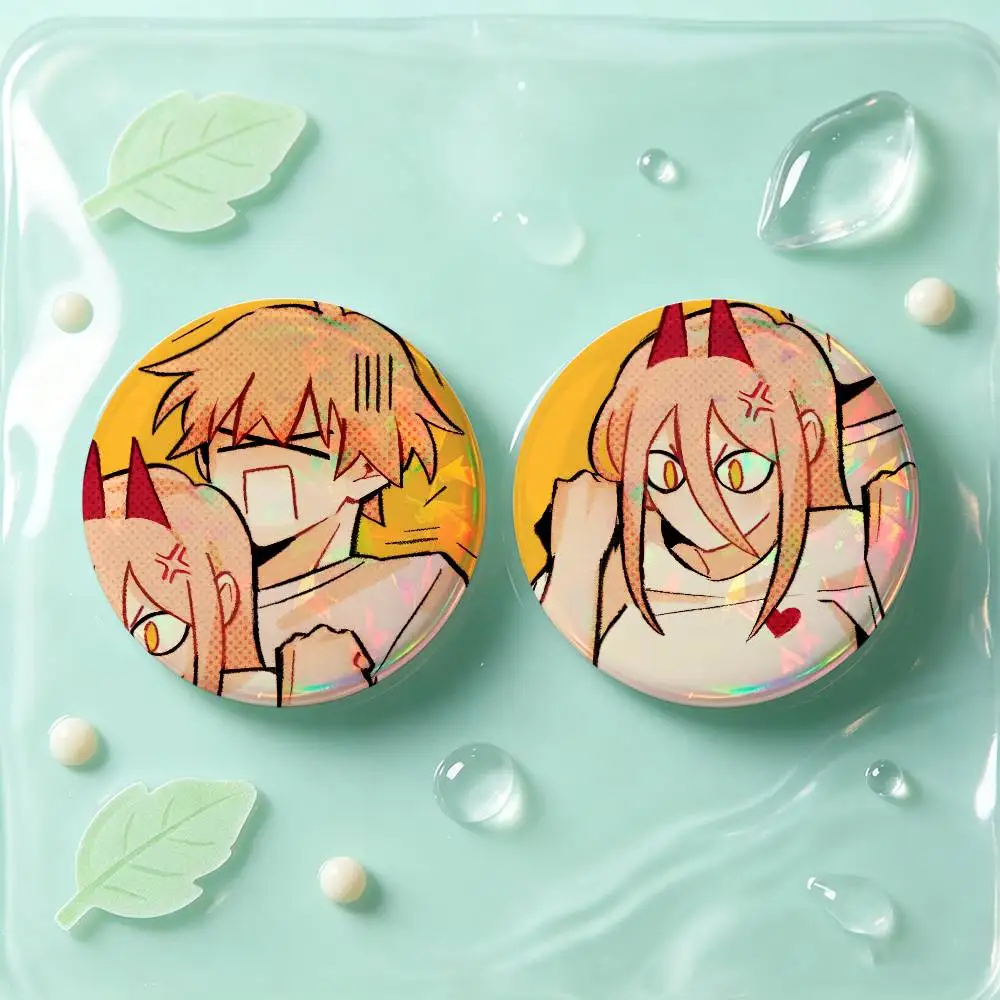 Denji And Power Badges Button Round Creative Pin Brooch Badge Bag Decor Accessories Fans Collect Friends Gifts