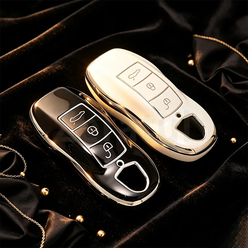 TPU Car Key Case Cover Shell Fob Holder For Porsche Cayman 911 Panamera Cayenne 718 Macan Boxster Keyless Protector Accessories