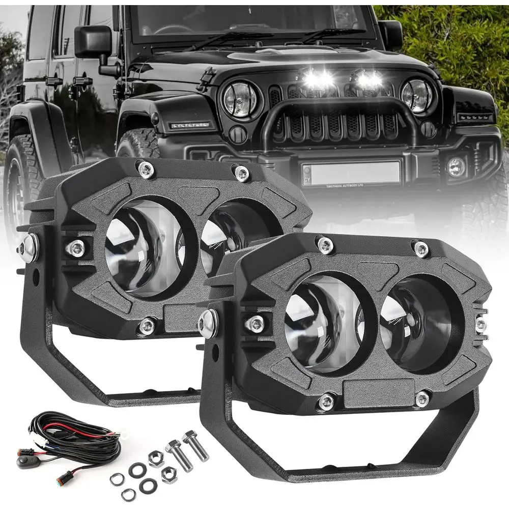 

Super Bright 80W LED Pod Light, 9600LM, Waterproof, White Spot Beam, for Off-Road Vehicles (Pack of 2)