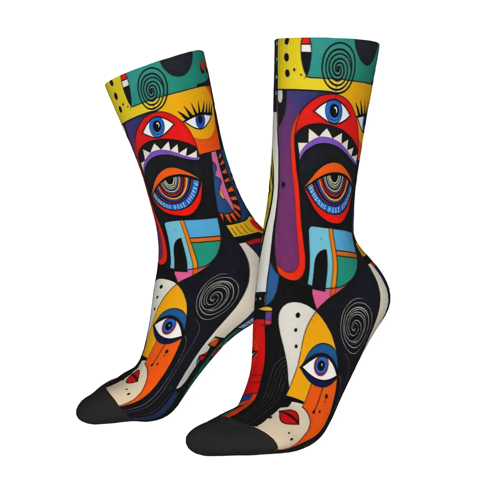 Abstract Art Face Gift Crew Socks Accessories for Unisex Non-slip Dress Socks