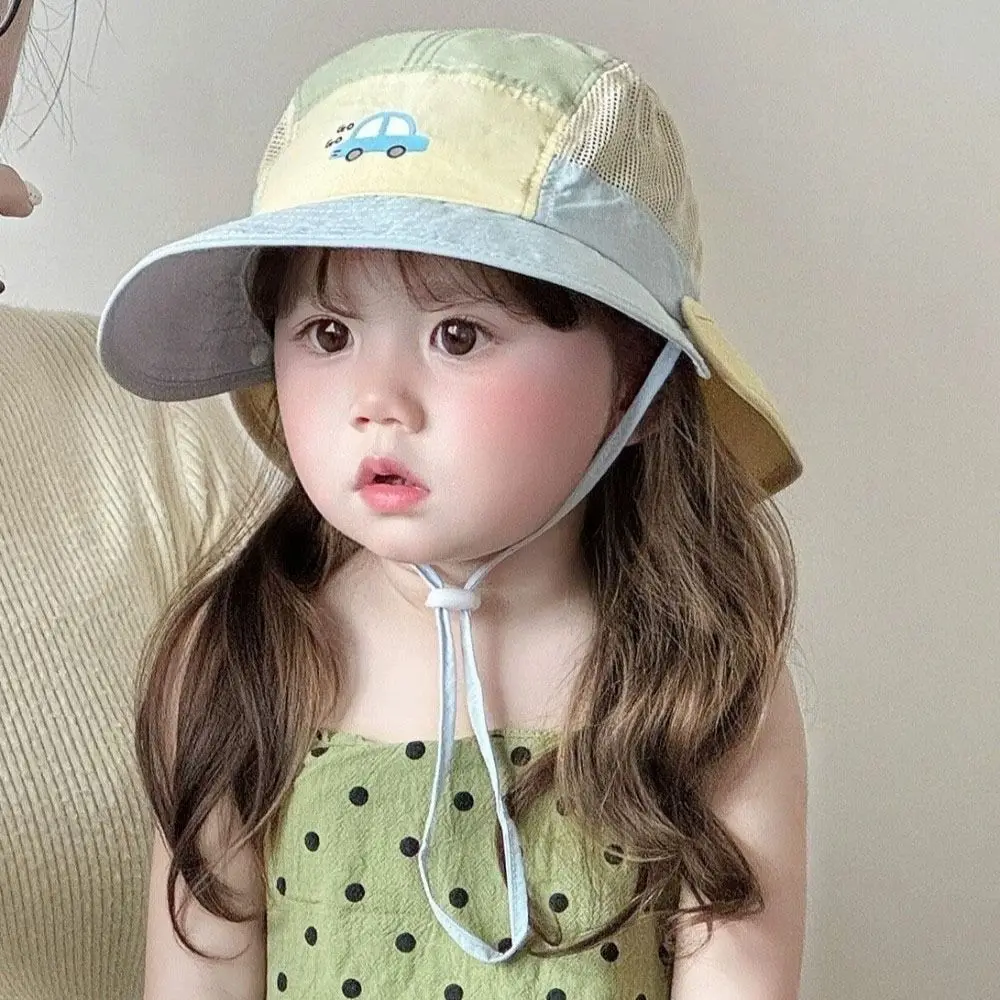 

Breathable Animal Cartoon Bucket Hat Quick-dry Car Summer Kid Sun Hat Detachable Letter Children's Fisherman Hat Summer