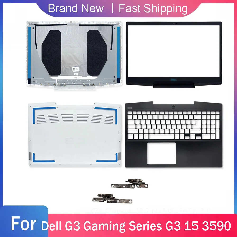 New Bottom Case For Dell Inspiron G3 15 3590 3500 P89F Laptop Back Cover Front Bezel Palmrest Upper Hinges Rear Lid White 03HKFN