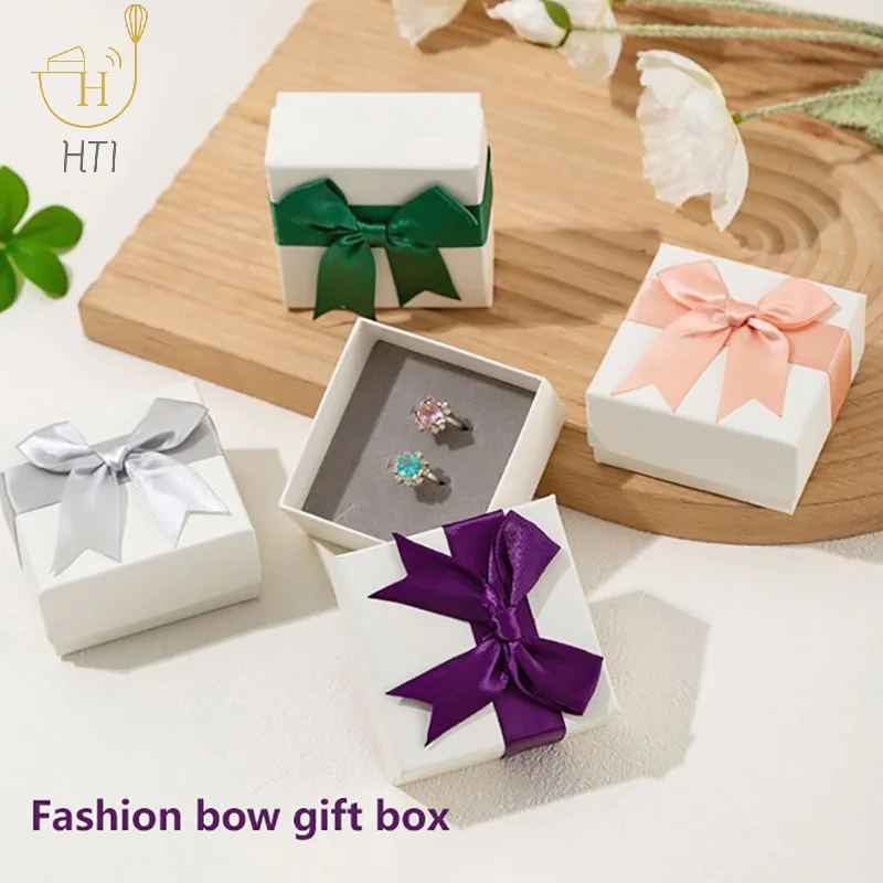 1 PC Multiple Colors 7*7*3.5 Cm Bow Knot Gift Box For Jewelry Necklace Earring Bracelet Ring Keychain Brooch Storage Package