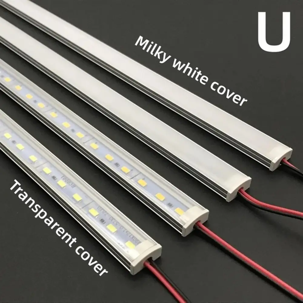 1-10 PCS tira rígida de LED DC12V 50 CM 20 polegadas SMD5730 36LEDs em forma de U/V plana LED canal de alumínio tira rígida para iluminação interna