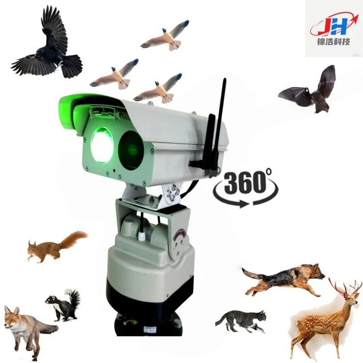 Long-Range Solar-Powered CNC Bird Repellent Strong Green Light Wide-Angle View Focusing Durable Laser Equipment for Power Plant