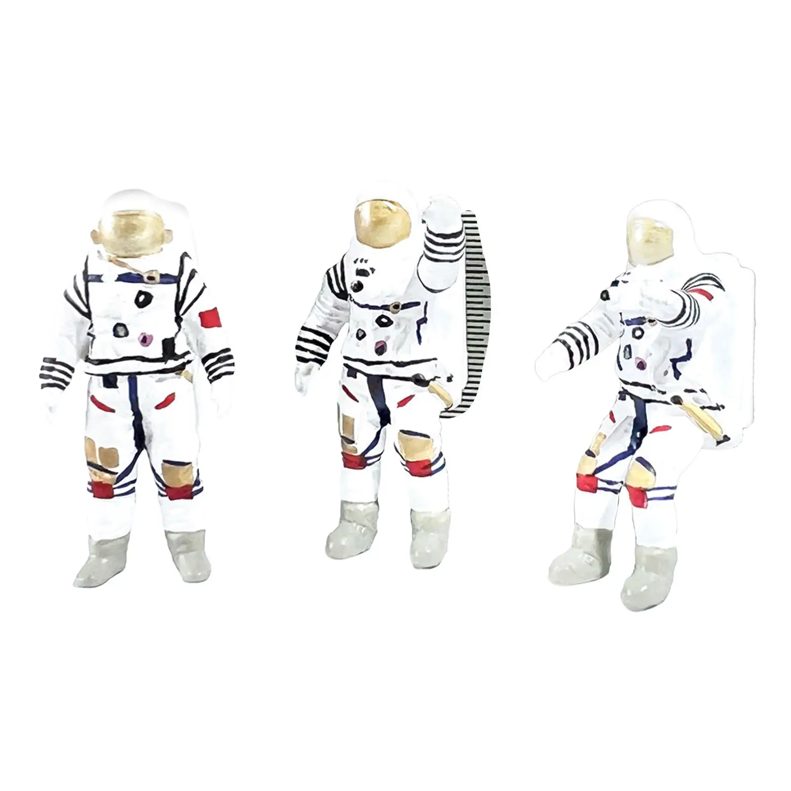 3Pcs 1/64 Astronaut Figurines for Party Favor DIY Scene Photography Props