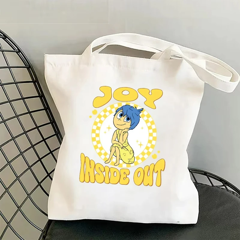 Disney Inside Out 2 Tas Tote Lucu Tas Kanvas Lipat Wanita Tas Tangan Anak-anak Kecemasan Kartun Tas Belanja Portabel Hadiah