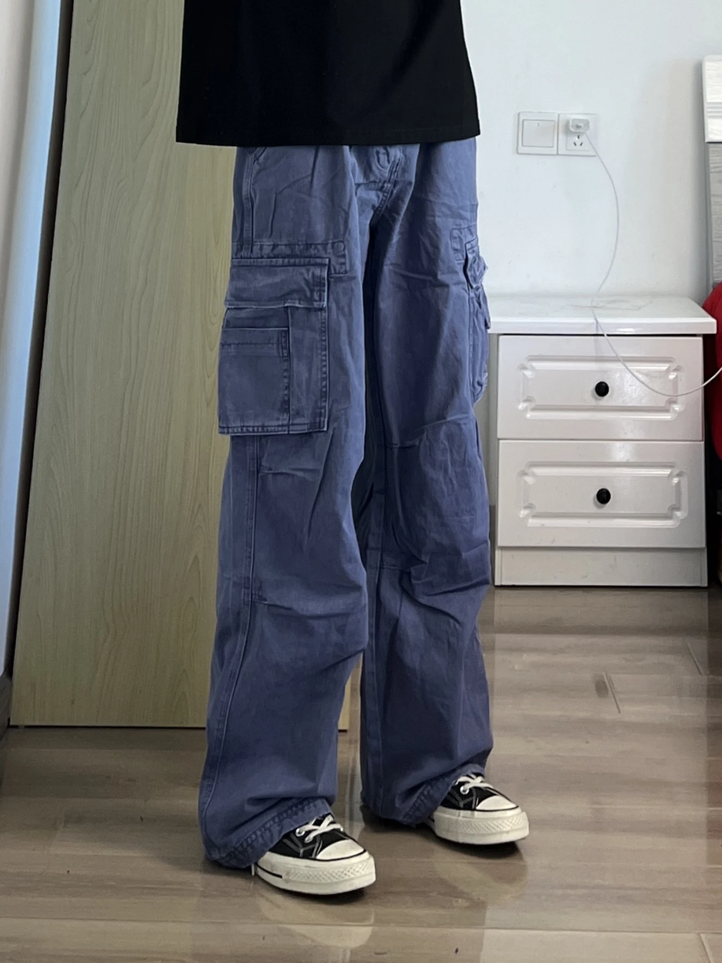 

Retro Vintage Waed Men's Straight Leg Work Trousers Autumn Multi-ket Pleated Wide Leg Pants Casual Comfortable Jeans