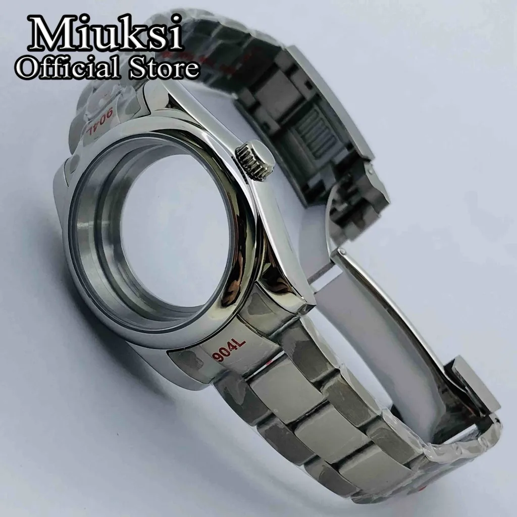 Miuksi 36mm/39mm silver watch case sapphire glass fit NH35 NH36 ETA2824 2836 Mingzhu DG2813 3804 Miyota8215 PT5000 movement