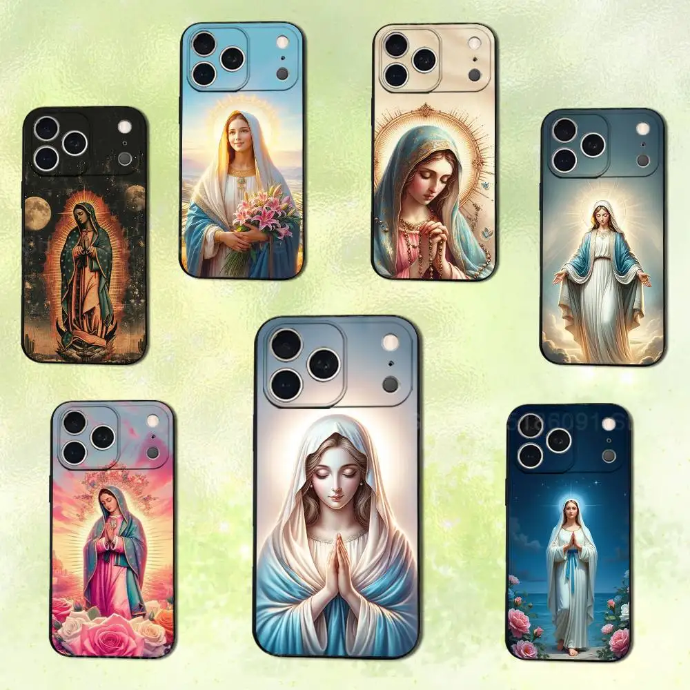 

Virgin De Guadalupe Art Phone Case For iPhone 14,13,17,12,11,16,15,Plus,Pro Max,XS,X,XR,SE,Mini,Soft Silicone Black Cover