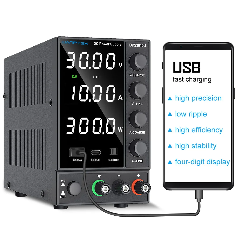 

Adjustable DC Power Supply 120V 3A Lab Bench Power Source 30V 10A 5A Switching Stabilized LCD Power Supply regulator DPS3010U