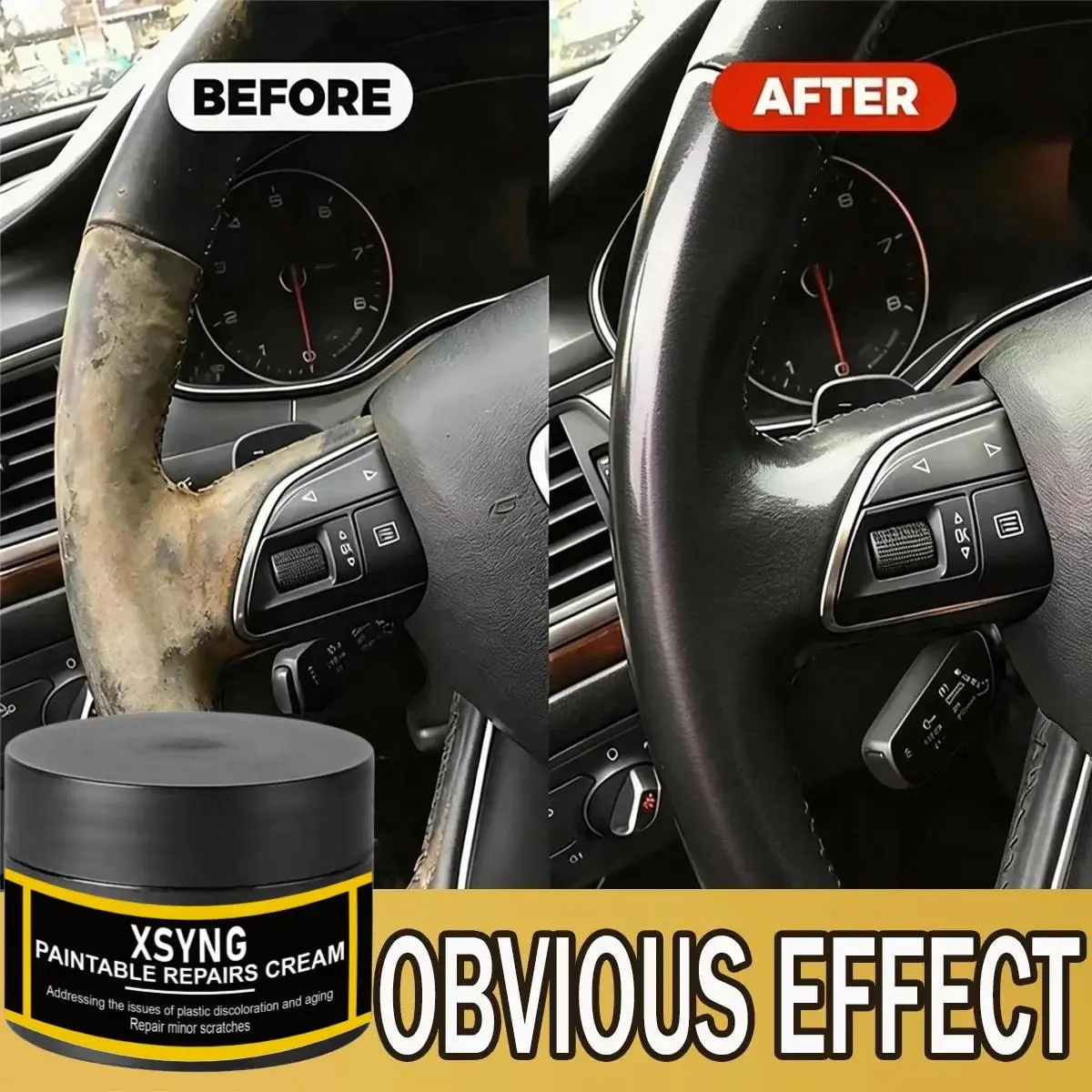 Car Leather Plastic Refurbishment Cream Anti-Scratch Repair Wax Auto Interior Seat Steering Wheel Restorer