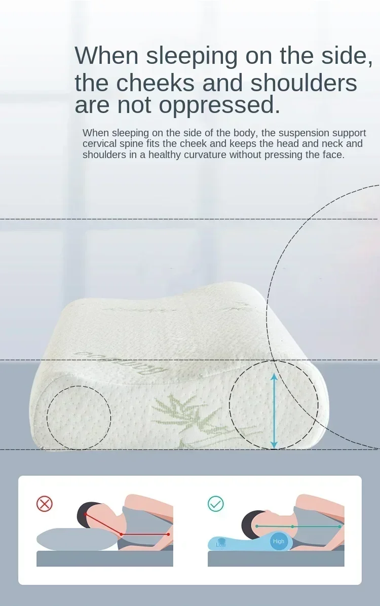 Langes Kissen Memory Foam Bettwäsche Kissen Nackenschutz langsames Rück prall geformtes Mutterschaft kissen zum Schlafen ortho pä dische Kissen – Detail 5